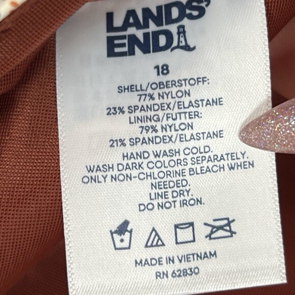 Lands End Tankini Skirt 2 PC Set Size 20W Floral Brown - Picture 9 of 9